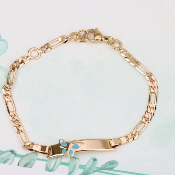 "Elegant Rose Gold Bracelet with Blue Butterfly Charm, XPBL0828 - Picture 3 of 13